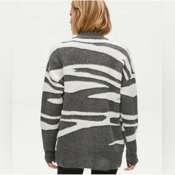 Michael Stars-Nell Cardigan Sweater- Brushed Stroke Jacquard Gray Size 2X NWT! - Picture 2 of 6